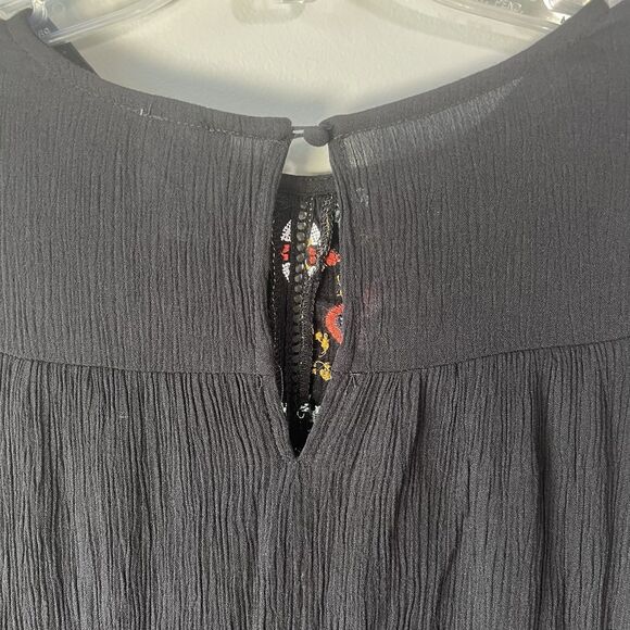 Blue Rain Black Mini Dress With Floral Embroidery Lined, Size S - Picture 10 of 14